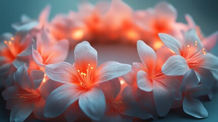 Fototapeta premium 3D floral arrangement in a circular gradient pattern, soft pastel colors