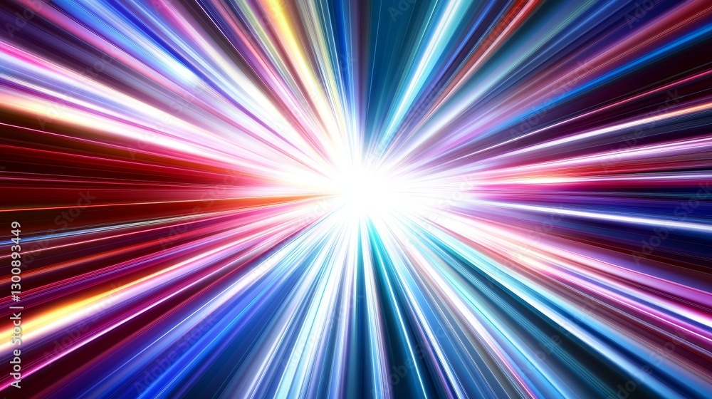 Poster 4k futuristic neon corridor with colorful laser lines and glowing triangles. seamless loop abstract 