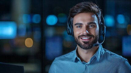 Fototapeta premium Professional Customer Support Specialist in Modern Office Environment