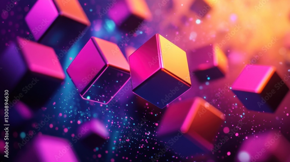Aufkleber vibrant abstract 3d cubes floating in space with an artistic colorful background