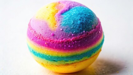 Drone Photography Macro Bath Bomb, Closeup Bath Bomb, White Background Bath Bomb Photo, Aerial Bath Bomb Image, High-Resolution Bath Bomb Picture