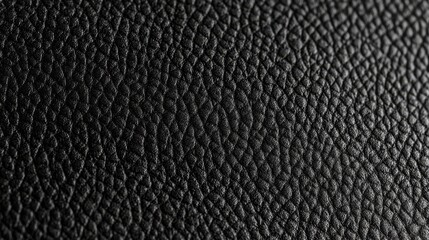 Close-up View of Black Leather Texture with Detailed Organic Pattern. Fine Grain Surface with Natural Creases and Subtle Variations for Elegant Background, Design, and Branding