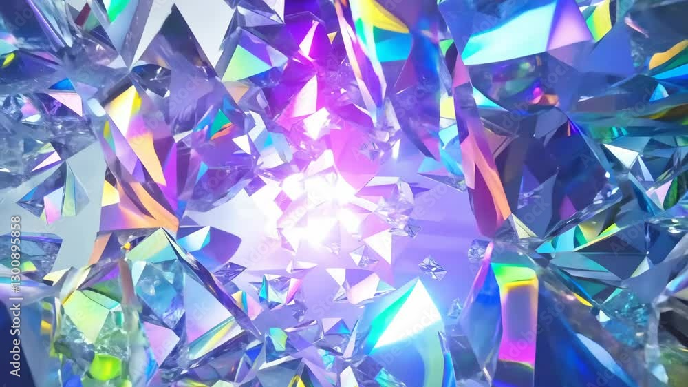 Aufkleber abstract crystal formation animation evolving cluster of iridescent, reflective, and translucent geo