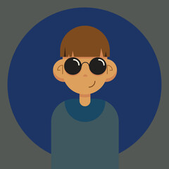 Avatar boy in a blue shirt and glasses