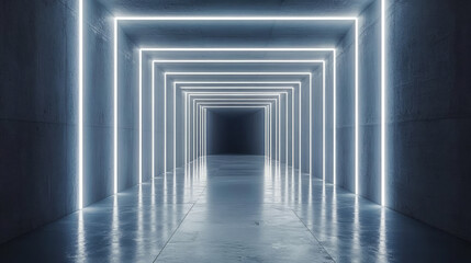 Fototapeta premium Modern minimalist building interior space and light lines