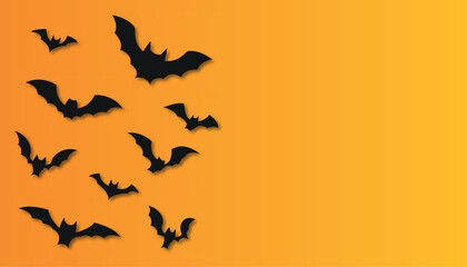 Halloween vector illustration with flying bats