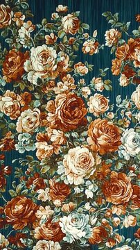 Vintage Floral Elegance: An intricate pattern of roses in full bloom creates a captivating vintage design. With each petal meticulously rendered, the arrangement provides a timeless appeal.