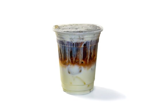 Ice mocha coffee put on white background and isolate photo concept.