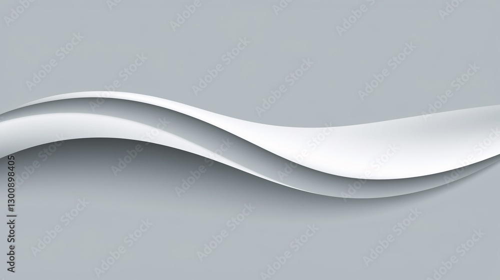 Aufkleber an elegant image features flowing, white, layered wave patterns on a soft gray background