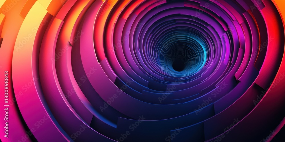 Poster vibrant abstract tunnel: exploring the depths of color in a hypnotic journey through layers