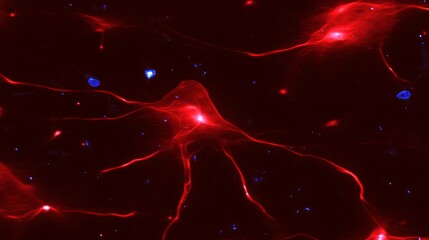 Highly Detailed Microscopic View of Neural Network Brain Cells with Glowing Synapses. Abstract Representation of Biological Neurons, Artificial Intelligence, and Neuroscience Concepts