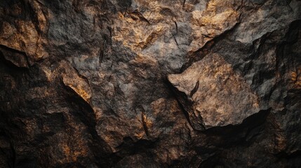 Dark brown rock texture, dark cave wall background, detailed rock surface