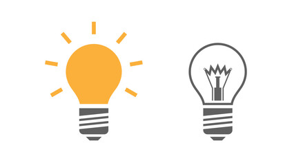Energy-saving light bulb on and off. Element for the design of electrical components. Flat style, vector illustration.