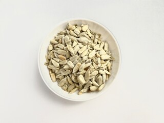 bowl of sunflower seed in white background