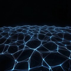 Visual Representation of a Digital Network With Interconnected Lines and Nodes in a Dark Backdrop