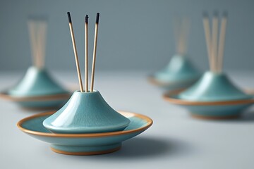 Muted Teal Ceramic Incense Holders Diffuse Sacred Scents for Relaxation