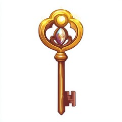 Obraz premium Elegant Golden Key with Gemstone for Magical Adventures