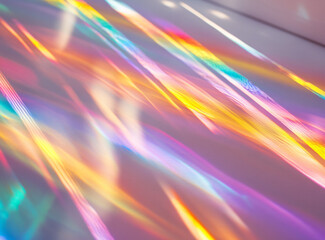 Obraz premium White background, rainbow-like light rays, lens flare, bright, dreamy, blurry