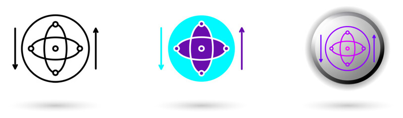 icon of Quantum Superposition and technological innovation. Various styles such as outline, solid, and glossy effects, ideal for AI startups, science research, and quantum computing development.
