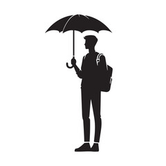 Obraz premium silhouette of a people carrying an umbrella