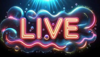 Red illuminating neon sign LIVE