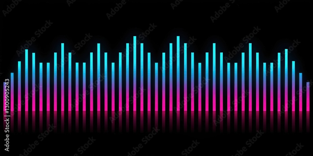 Poster an abstract visualization of sound waves with vibrant color gradients on a black background. this gr