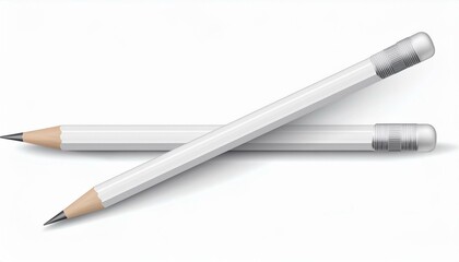 Fototapeta premium two white pencil on white background for your logo mockup illustration