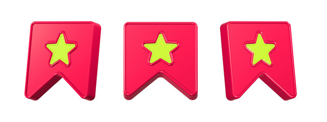 bookmark favourite button symbol ribbon 3d with star