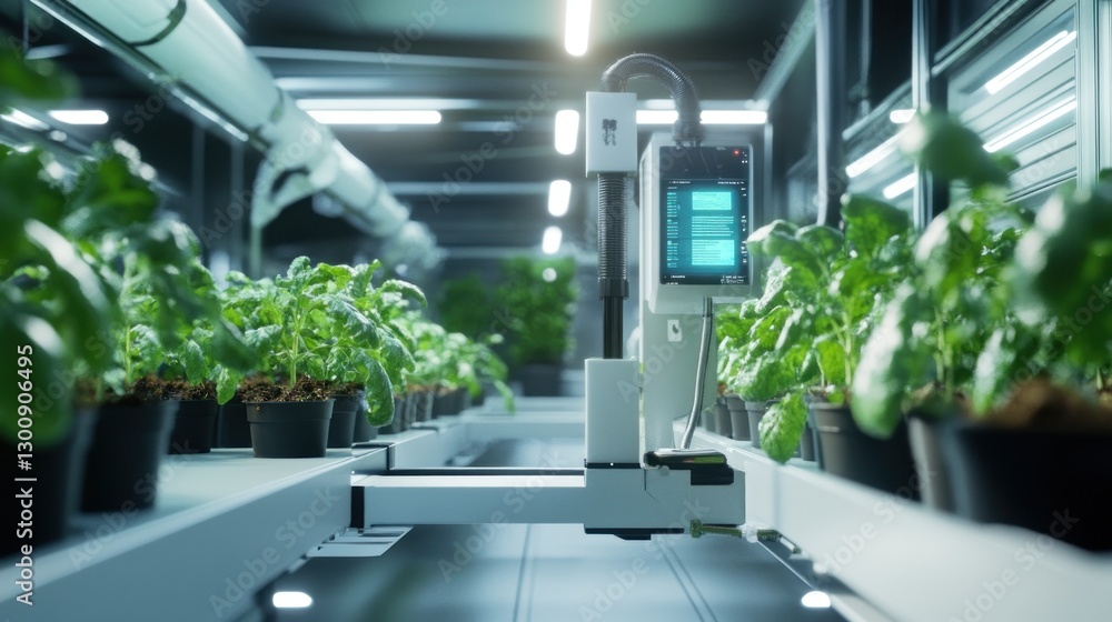 Aufkleber automated system tending to indoor plants in a controlled environment.