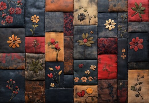 Patchwork pattern with a combination of floral motifs.