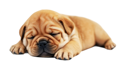 Cute puppy sleeping peacefully on a soft surface, showcasing tiny paws and adorable features, perfect for creating heartwarming designs for pet lovers, cut out