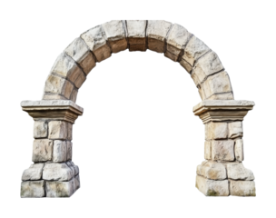Stone archway stands tall in a neutral setting, showcasing ancient architectural design for garden or event decoration needs, cut out