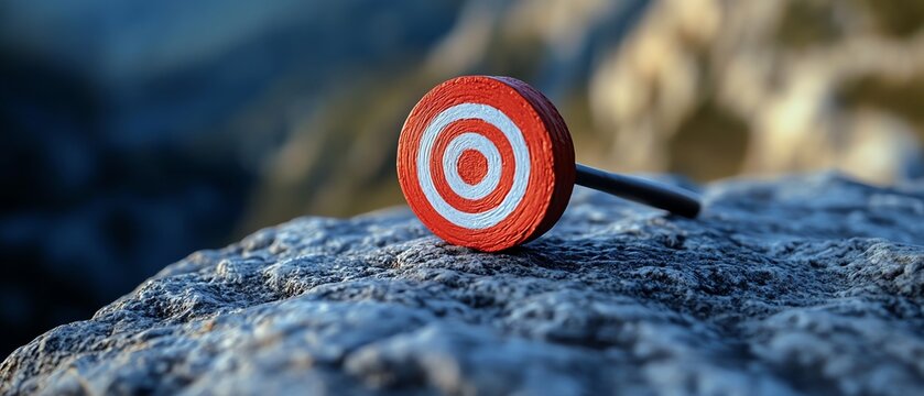 A target on a rock, symbolizing the pursuit of operational goals and milestones, sharp details, motivational business theme, modern professional focus