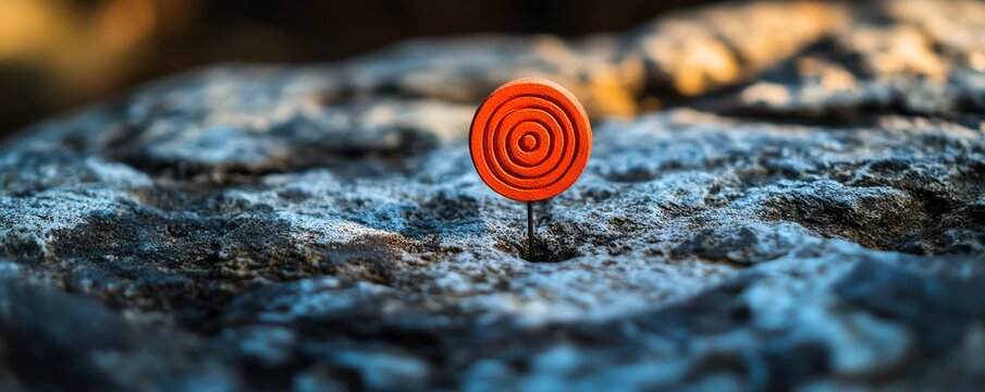 A target on a rock, symbolizing focus on operational goals and milestones, bold colors, sharp details, motivational concept, modern business theme