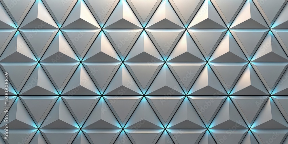 Poster abstract modern geometric pattern featuring a triangular design and lit by neon light