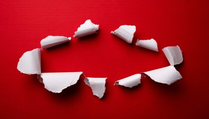 torn peace of paper on red background
