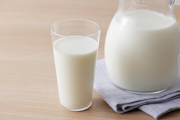 グラスに注いだ牛乳　Milk