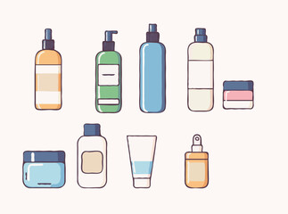 Skincare Routine Essentials: Beauty Products Icons