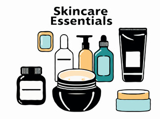 Skincare Routine Essentials: Beauty Products Icons