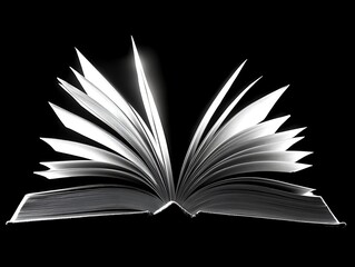 Open Book, Pages Illuminated, Dark Background, Study Aid