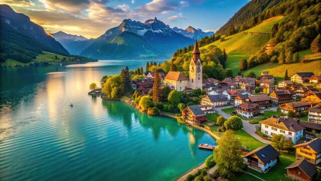 Iseltwald Switzerland Drone Photography: Breathtaking Brienzersee Lake Views