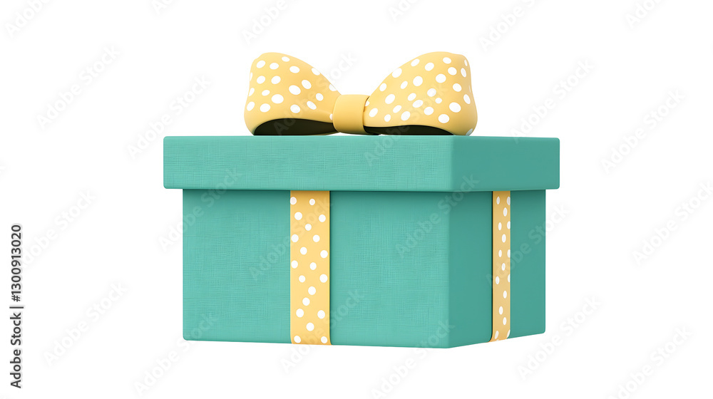 Aufkleber vibrant 3d gift box in a fresh green color decorated with a playful polka dotted bow creating a fun 