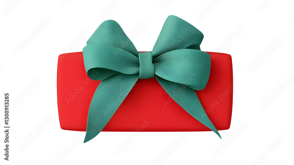 Leinwandbilder Elegant 3D rendering of a deep red present with a luxurious silver bow creating a festive and sophisticated look  Displayed on a transparent background in a cutout format