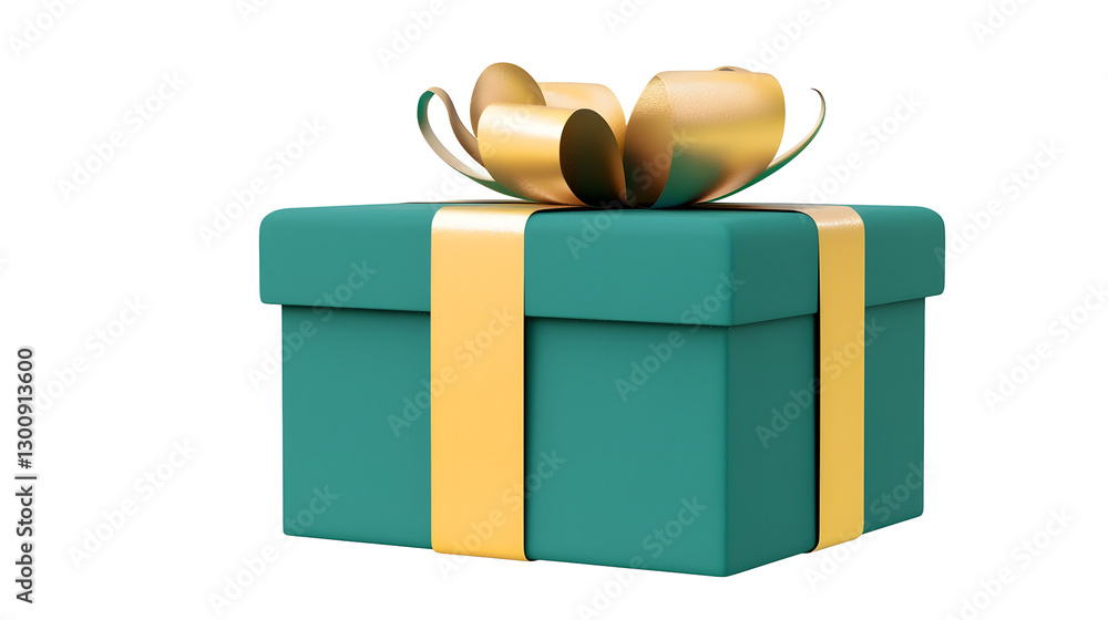 Aufkleber elegant 3d rendered image of a premium gift box in deep blue color with a luxurious golden ribbon cr