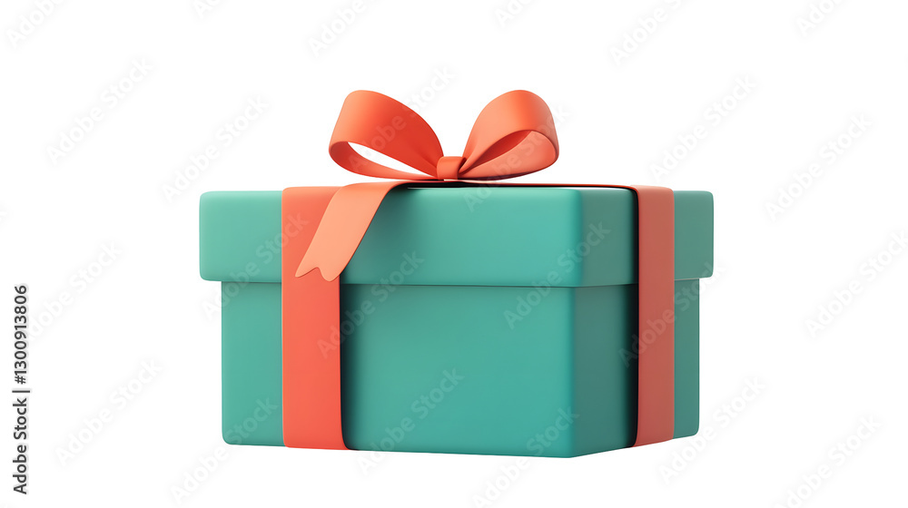 Poster charming 3d cartoon blue gift box with a silky red ribbon symbolizing joy and surprises presented wi
