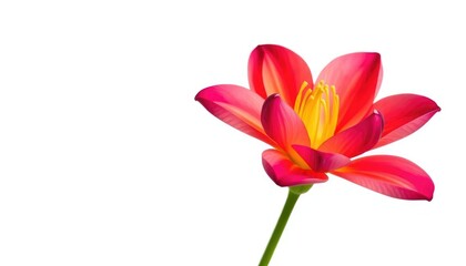 Fototapeta premium A single vibrant bloom, petals unfurled, isolated on pure white, macro, background