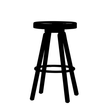 recommend clip art: Black silhouette of wooden chair stool isolated on white background