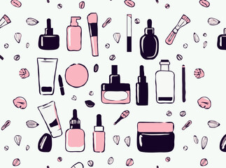 Cosmetics and Skincare Pattern: Beauty Routine Design