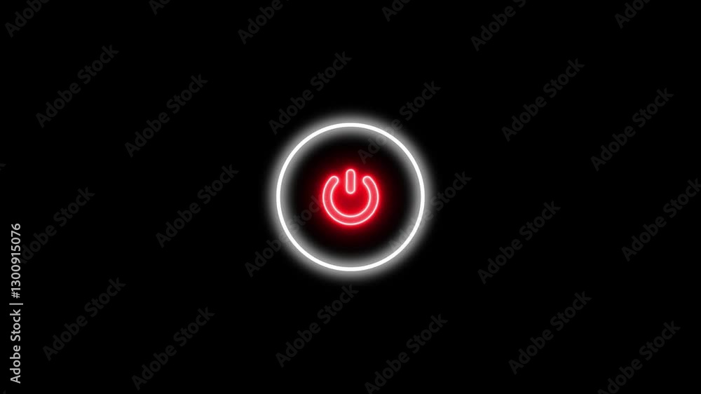 Aufkleber glowing neon power reset button icon sign animation. power button animation.neon power sign animatio