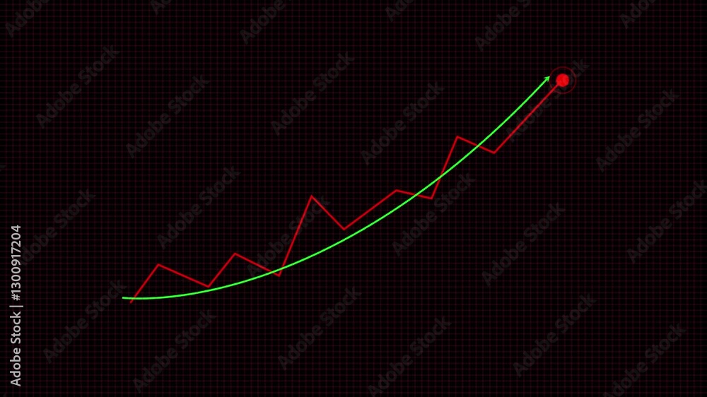 Poster business graph and chart, financial arrow upward, web traffic growth analytic. rising on graph with 